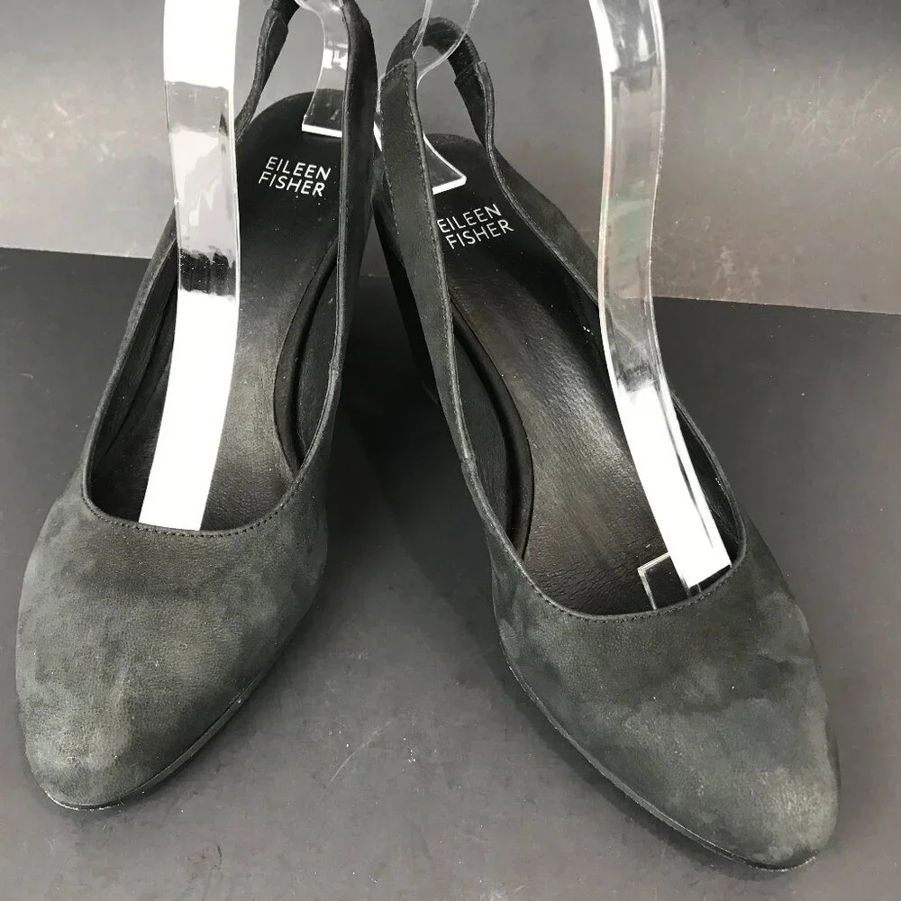 Eileen Fisher Black Nubuck leather 3.25